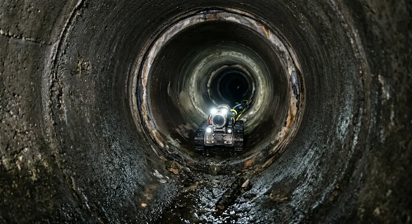 Robotic sewer camera inspecting pipe interior for Drain Snake Service in South Sioux City